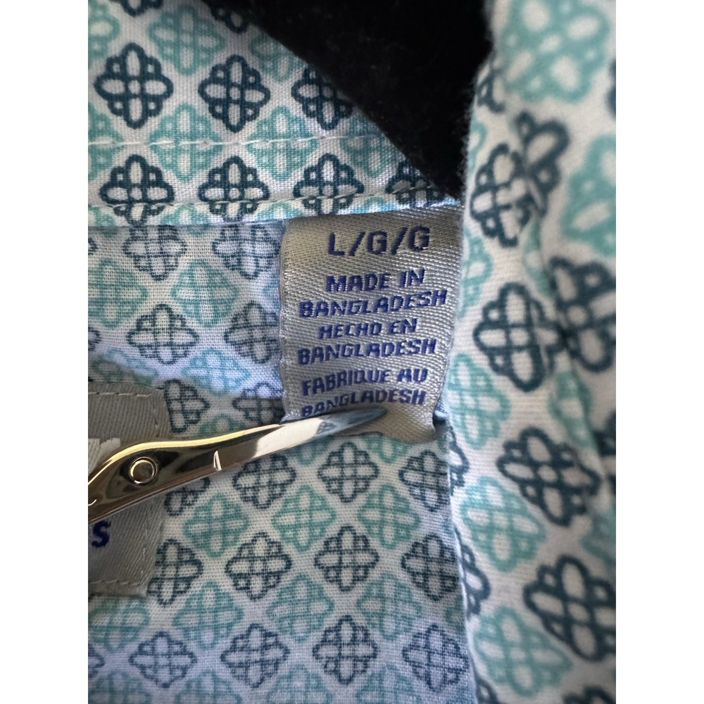WRANGLER WRANCHER SHIRT AQUA BLUE GEOMETRIC PEARL SNAP MENS Large (B4) - Picture 6 of 8